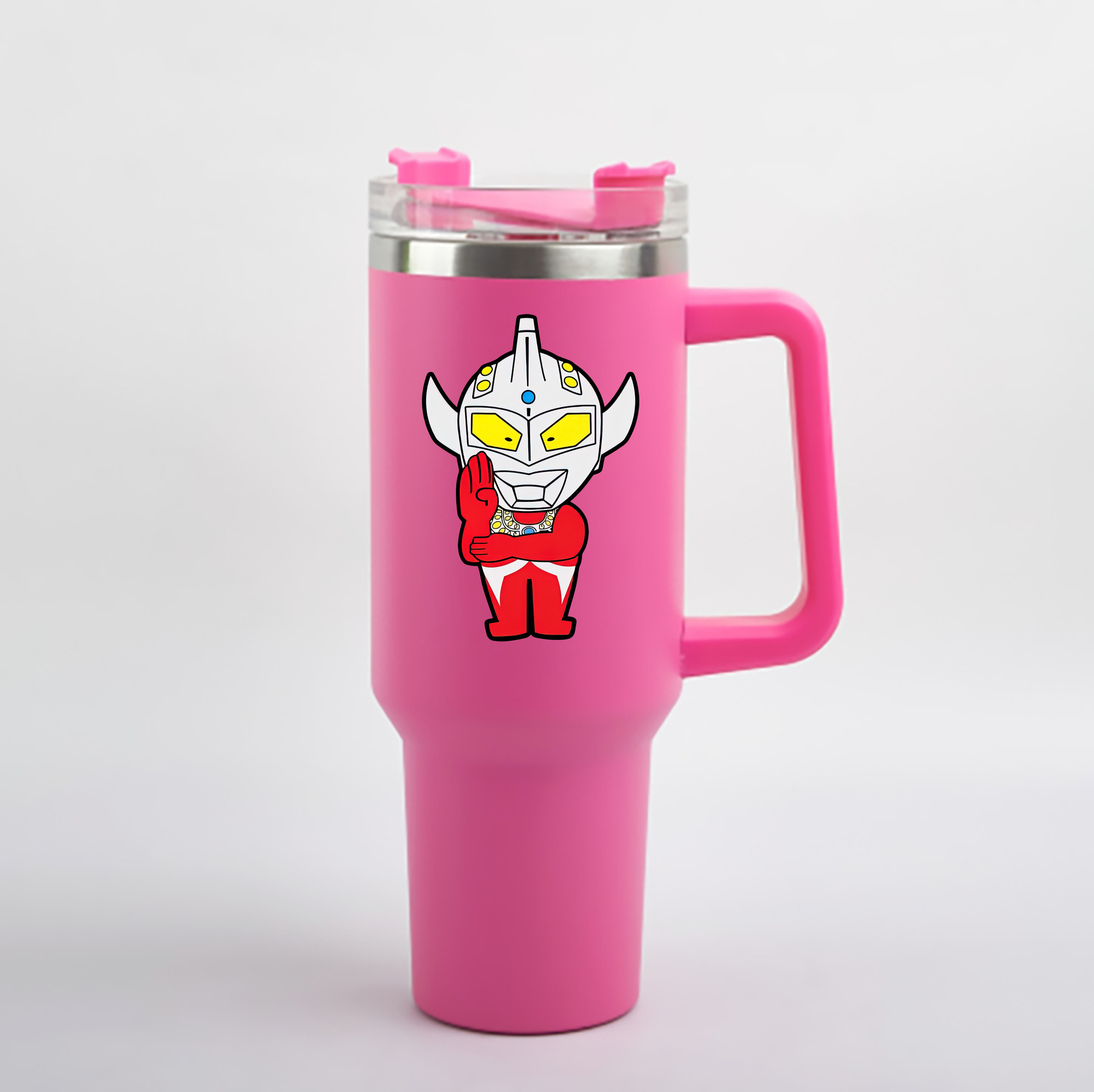 （画像用） ウルトラマン Ultraman 1200mL車用タンブラー - クリスタルステッカー（プラスチックストロー付き）